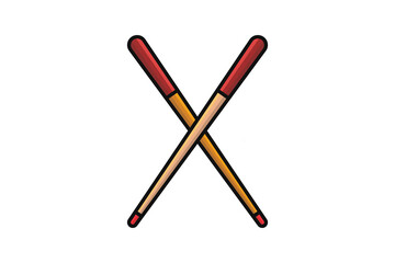 Billiard Wooden Sticks in cross sign vector illustration. Sport object icon concept. Billiard game sticks vector design on purple background with shadow. Billiard stick logo design.