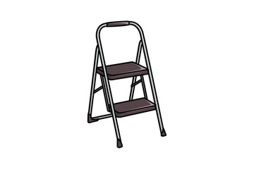 Working Metal Stepladder Sticker vector illustration. Interior objects icon concept. Step ladders for domestic and construction needs sticker design icon logo.