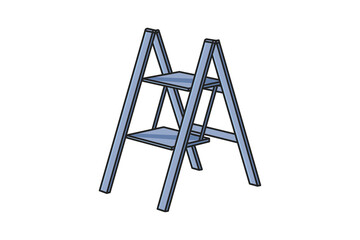 Working Metal Stepladder Sticker vector illustration. Interior objects icon concept. Step ladders for domestic and construction needs sticker design icon logo.