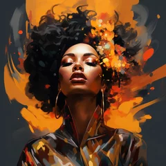 Abstract portrait of an attractive young woman with an orange background. © Spencer