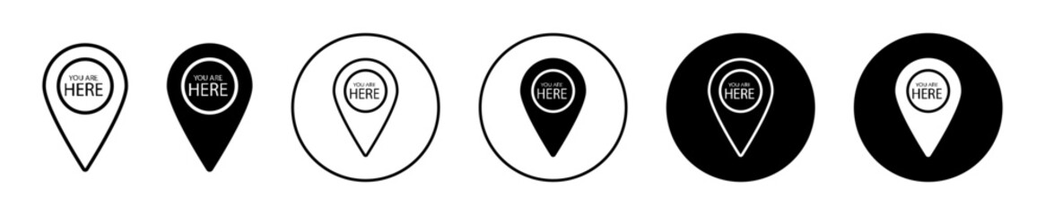 You are Here Pointer vector icon illustration set