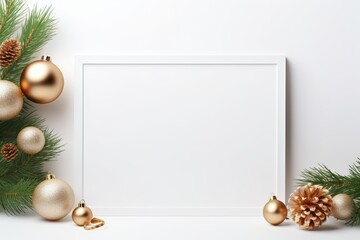 Obraz premium White empty blank mockup with christmas decorations.