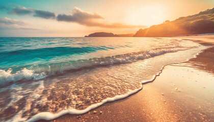 Couché de soleil sur une plage paradisiaque - obrazy, fototapety, plakaty