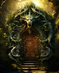 Gorgeous fantasy dragon in dragon land