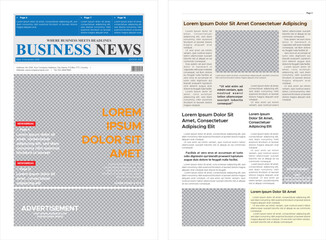 Business news tabloid newspaper. Editorial layout design. Tabloid size. - obrazy, fototapety, plakaty