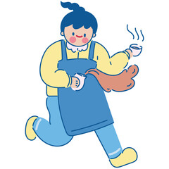 Barista cartoon illustration