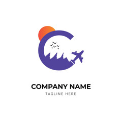 Fototapeta premium creative travel agency logo design template