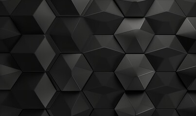 Abstract geometric seamless pattern in gray and black with golden decor. Hexagon tiles with relief materials. 3D render, Generative AI - obrazy, fototapety, plakaty