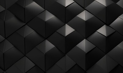 Abstract geometric seamless pattern in gray and black with golden decor. Hexagon tiles with relief materials. 3D render, Generative AI