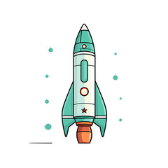 Simple flat  illustration space rocket