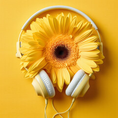 headphones and flower