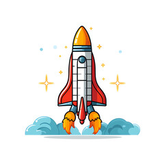 Obraz premium Simple flat illustration space rocket