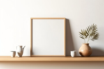 Wooden Poster Frame withElegance in Every Detail Wall Decor with Vase and Plant