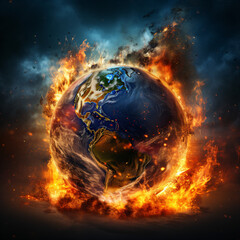 Planet Earth burning