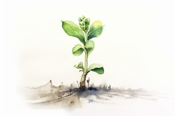 A watercolor sketch of a sprout on a plain background. Generative AI