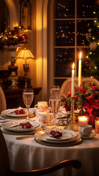 ready to diner decorated xmas table