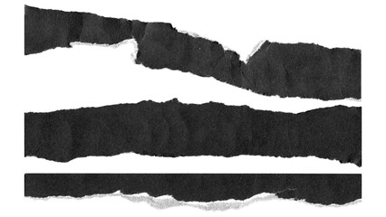 torn and ripped paper lines stripes with jagged edges from black paper in Y2K retro style, png...