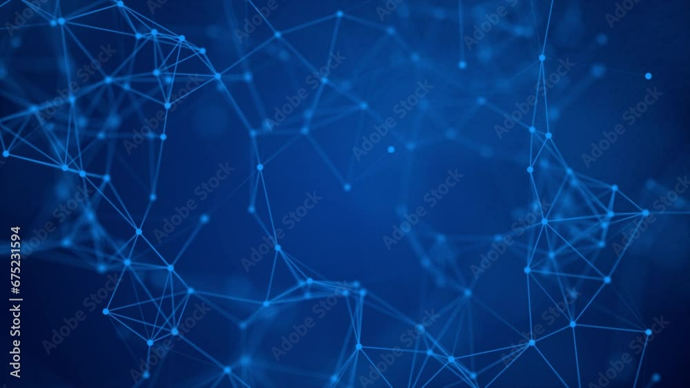 Wall mural abstract digital data network connection technology plexus business 4k background loop, blockchain, 