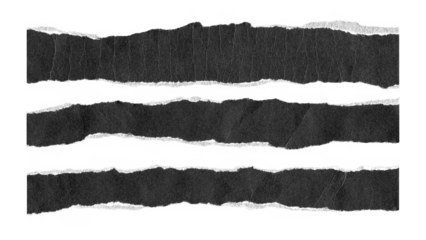 torn and ripped paper lines stripes with jagged edges from black paper in Y2K retro style, png isolated cardboard pieces on transparent background