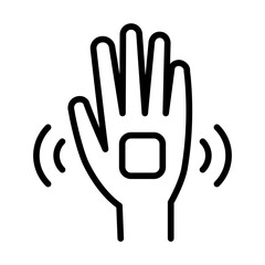 Hearing aid, wireless headphones in hand line icon.