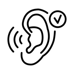 Ear outline vector icon, hearing symbol. Simple, flat design for web or mobile app