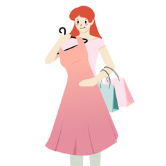 shopping girls vector illustration