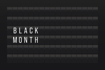 Black Month Text on Split-flap Display Board. Concept Image.
