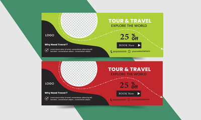 Travel Social Media Template Design. Social media cover or banner