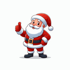Hand drawn Cute santa claus logo, santa giving thumbsup logo, santa mascot logo