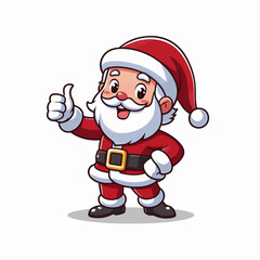 Hand drawn Cute santa claus logo, santa giving thumbsup logo, santa mascot logo