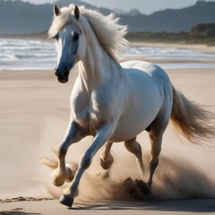 Obraz na płótnie Canvas horse on the beach White horse running on the beach