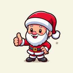 Hand drawn Cute santa claus logo, santa giving thumbsup logo, santa mascot logo
