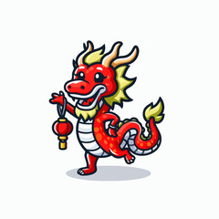 cute vector illustration of  chinese new year dragon, new years decoration, festive dragon