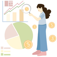 person with idea, business graph icon