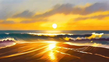 Poster 黄金の海の波 © デザイン ぐりお