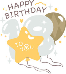 Birthday Balloons Lettering Sticker