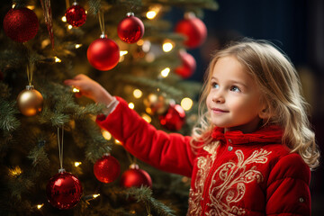 Picture generative ai image of charming girl enjoying new year season at decorated home