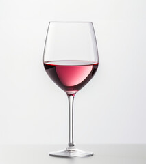 Red wine in a glass with place for copying text on white background