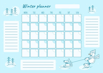 winter planner with snowman