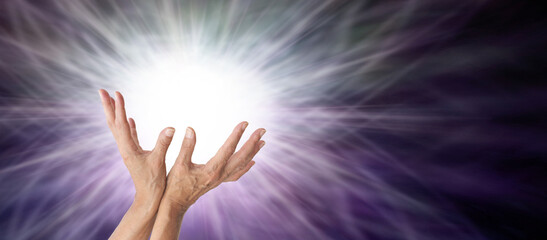 Reiki Master Therapist Lightworker sending you Healing - female open palm hands reaching into a...