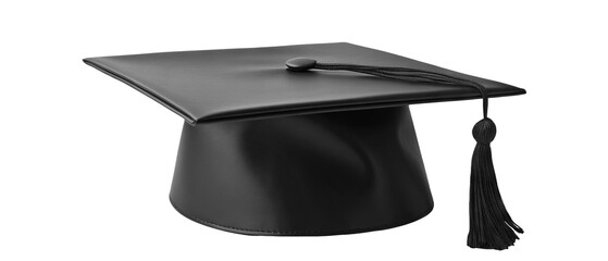 Black graduation cap with a tassel, cut out