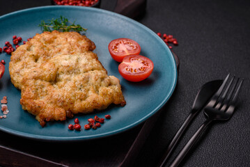 Delicious baked chicken or turkey chops with salt, spices and herbs