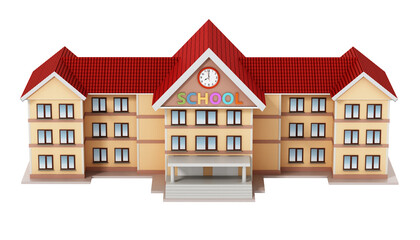 Generic cartoon school building isolated on transparent background