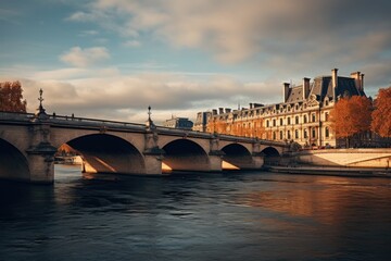 Fototapeta premium River Seine and Pont de Bir-Hakeim, Paris, France, Paris France with River Seine - amazing travel photography, AI Generated