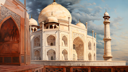 Beautiful Images of Taj Mahal - Wonder of the World - Taj Mahal Mughal Architecture in India - Generated by AI