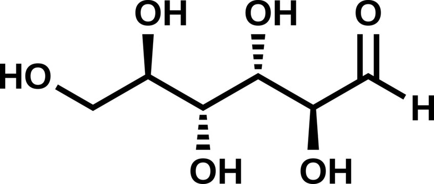 Aldehydo-D-mannose structural formula, open-chain form of mannose in D-configuration, vector illustration