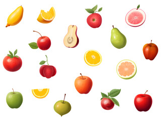 set of fruit on a white background