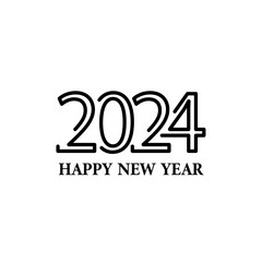 Happy New Year 2024 text design. for Brochure design template, card, banner. Vector illustration. Isolated on white background.