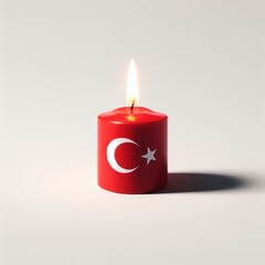 Candle with Turkey flag isolated on white background