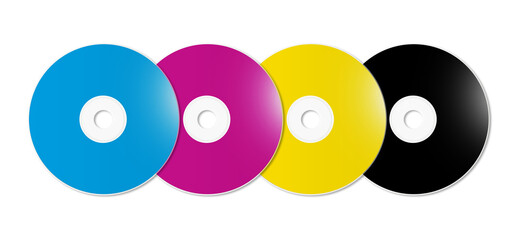 CMYK CD - DVD set on transparent background